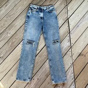 Collusion 005 Women's Straight Leg Acid Washed Jeans Size 28/34
